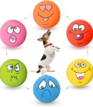 Latex Dog Squeaky Toys Rubber Soft Dog Toys Chewing Squeaky Toy Fetch Play Balls Toy for Puppy Small Pets 6pcs for Mini, Small Breeds, 2.28"*2.28"*1.30"
