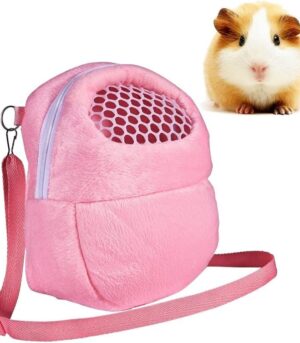 1 PCS Portable White Mesh African Hedgehog Hamster Breathable Pet Dog Carrier Bags Handbags Puppy Cat Travel Backpack (M, White Mesh - Pink, 18 x 22cm/7 x9 inch)