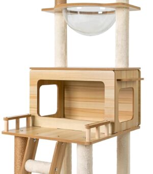 Cat Scratching Post,Cat Activity Tower Designed with A 5-Level Rotating Stair for Scratching, Climbing, Engaging in Playful Activities, and A Cozy Resting Spot,Log Color