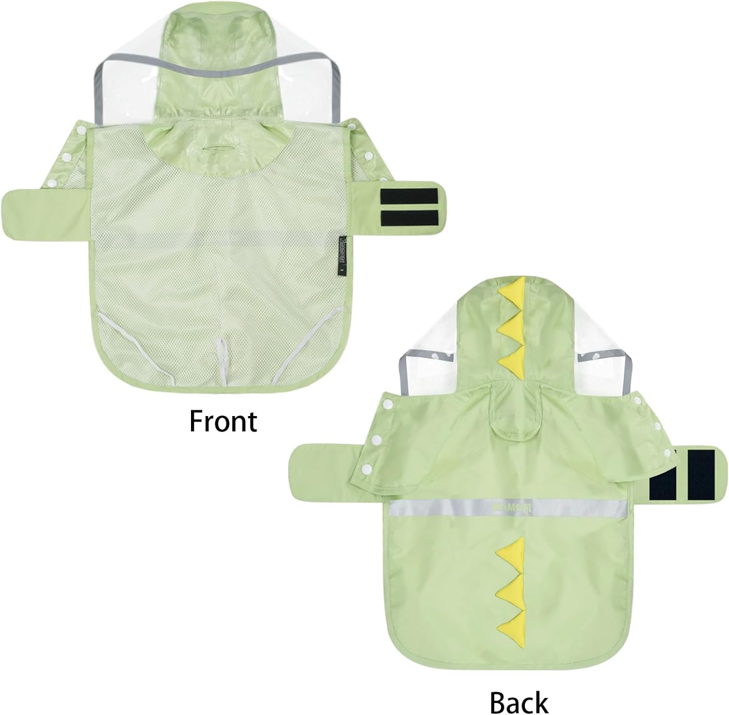 Dog Raincoat, Waterproof Reflective Adjustable Hooded Dog Rain Coat with Leash Hole, Lightweight Breathable Pet Poncho for Dogs (Green Dinosaur, Small(9-13lb)) - Image 2