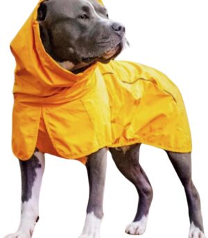 Dog Raincoat, Waterproof Windproof Rain Jacket, for Small Medium Large Extra Large Dogs, Reflective Breathable Full-Body Coverage Dry Suit - Mustard Yellow - 3XL
