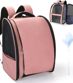Cat Carrier Backpack, Airline-Approved Cat Puppy Backpack, Pet Travel Backpack with Shield, Foldable Ventilated Pet Carrier with Safety Leash for for Kitten Cat Small Dog Travel Hiking Vet