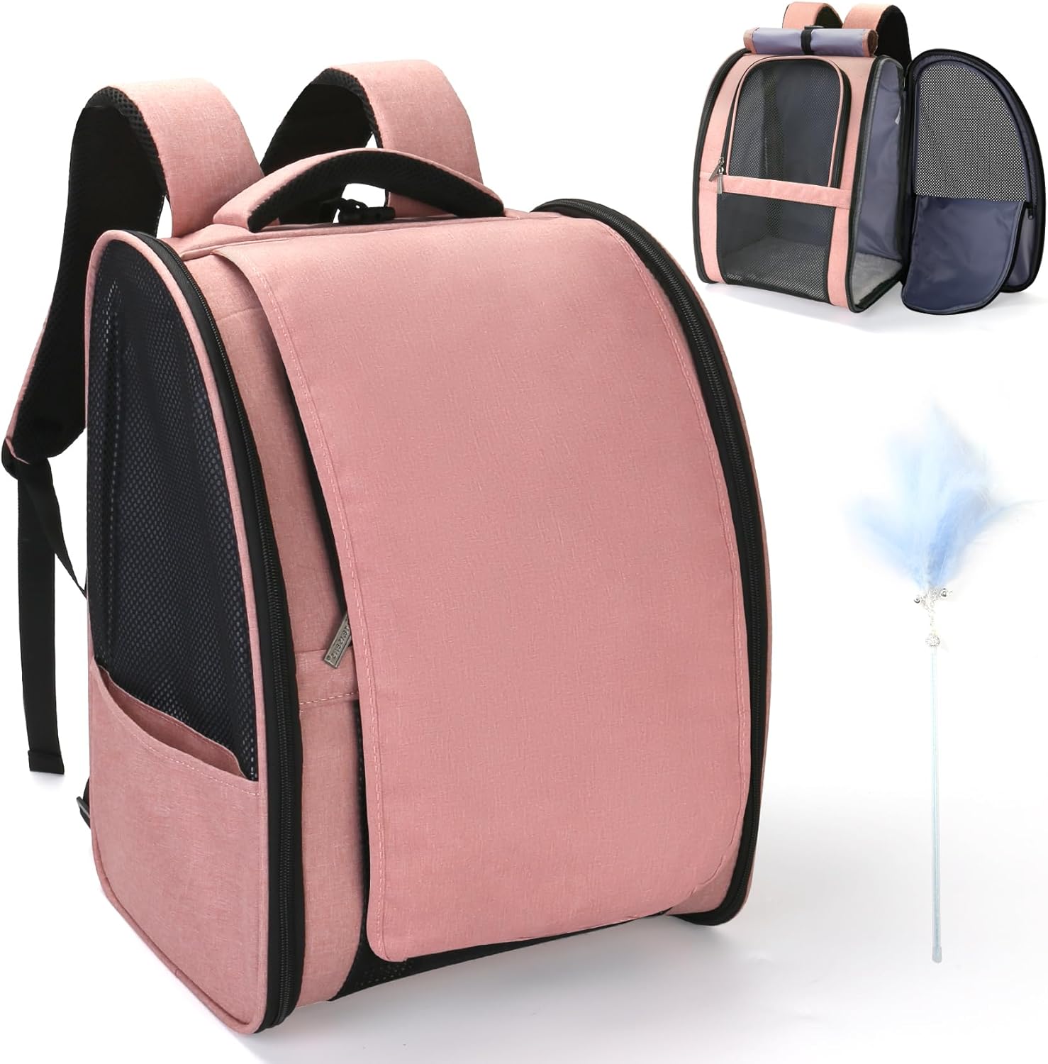Cat Carrier Backpack, Airline-Approved Cat Puppy Backpack, Pet Travel Backpack with Shield, Foldable Ventilated Pet Carrier with Safety Leash for for Kitten Cat Small Dog Travel Hiking Vet