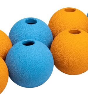 Dog Toys, Interactive Fetch Rubber Balls, (Pack of 10), 2.5 inch, Multi-Color Blue/Orange