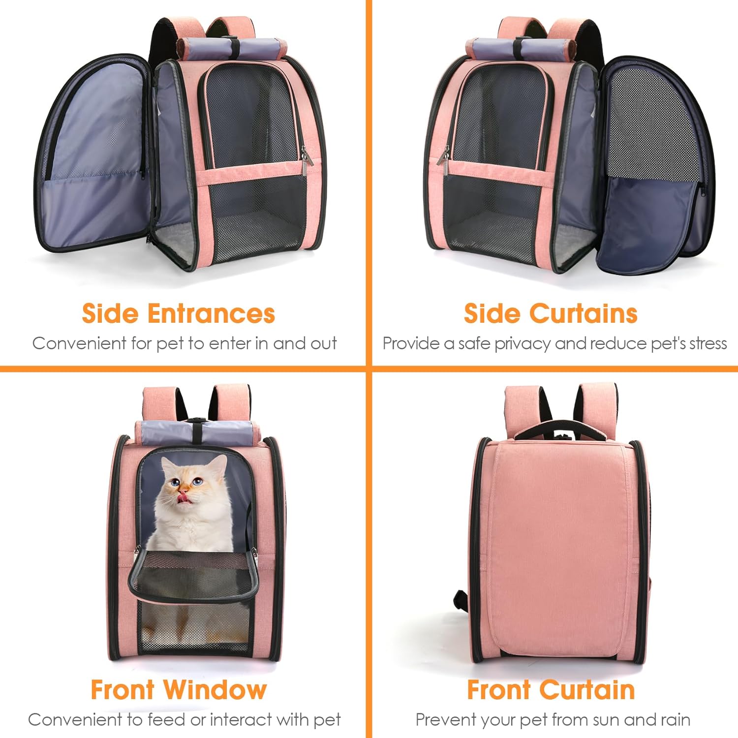 Cat Carrier Backpack, Airline-Approved Cat Puppy Backpack, Pet Travel Backpack with Shield, Foldable Ventilated Pet Carrier with Safety Leash for for Kitten Cat Small Dog Travel Hiking Vet - Image 2
