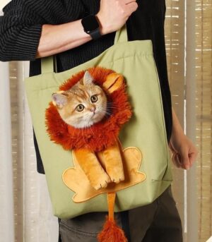 Pet Canvas Shoulder Bag Cat Carrier Portable Chest Cat Bag Outdoor Dog Tote Bag Travel Handbag for Small Cat Dog Animal Supplies ( Medium)