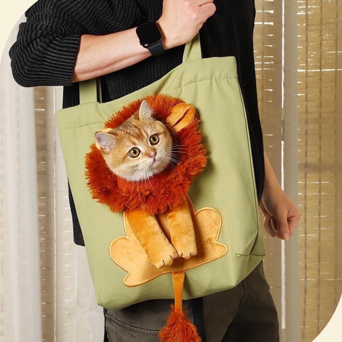 Pet Canvas Shoulder Bag Cat Carrier Portable Chest Cat Bag Outdoor Dog Tote Bag Travel Handbag for Small Cat Dog Animal Supplies ( Medium)