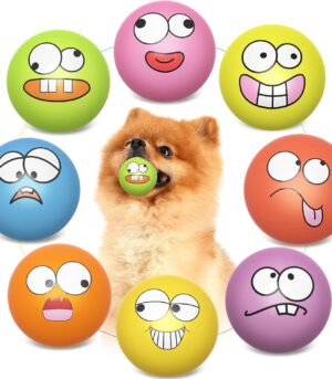Squeaky Dog Toys Soft Latex Rubber Squeaky Dog Balls for Puppy Small Pet Dogs (8 Pack) (Round Balls)