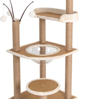 Cat Tree, 48-Inch Cat Tower for Indoor Cats, 4-Tiers Cat Climbing Frame w/Hemp Rope Scratching Post, Clear Space Capsule, Cat Tower Pet Play House Furniture up to 33.07 LBS Capacity for Cats