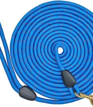 Long Dog Leash, 1/3" by 15/30/ 50 FT Strong Nylon Rope Training Leash, Check Cord Recall Dog Lead for Small and Medium Dogs (Blue, 15ft)