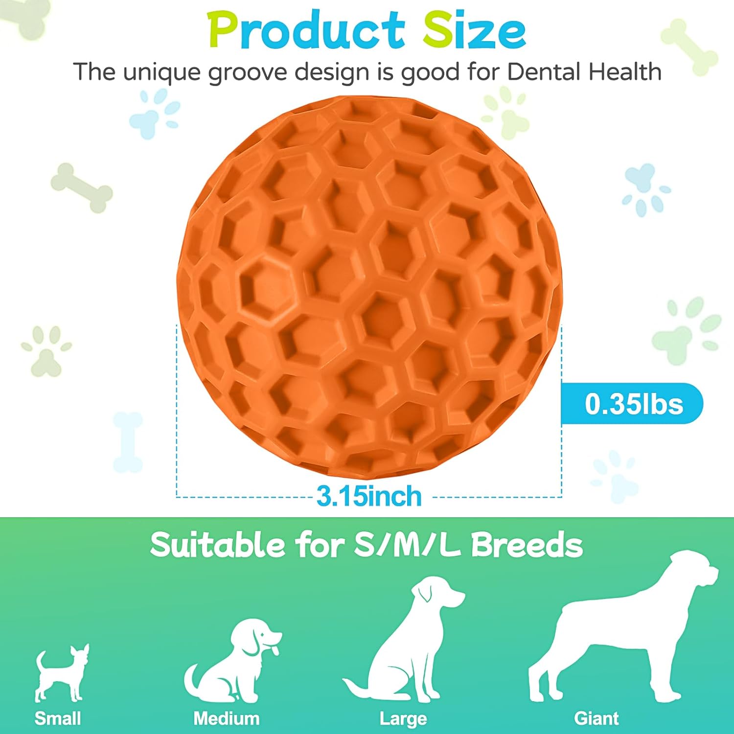 Indestructible Squeaky Dog Balls for Aggressive Chewers, Interactive Dog Toys to Keep , Rubber Dog Chew Toy for Large Medium Breeds, Outdoor Waterproof (3 Colors) - Image 2