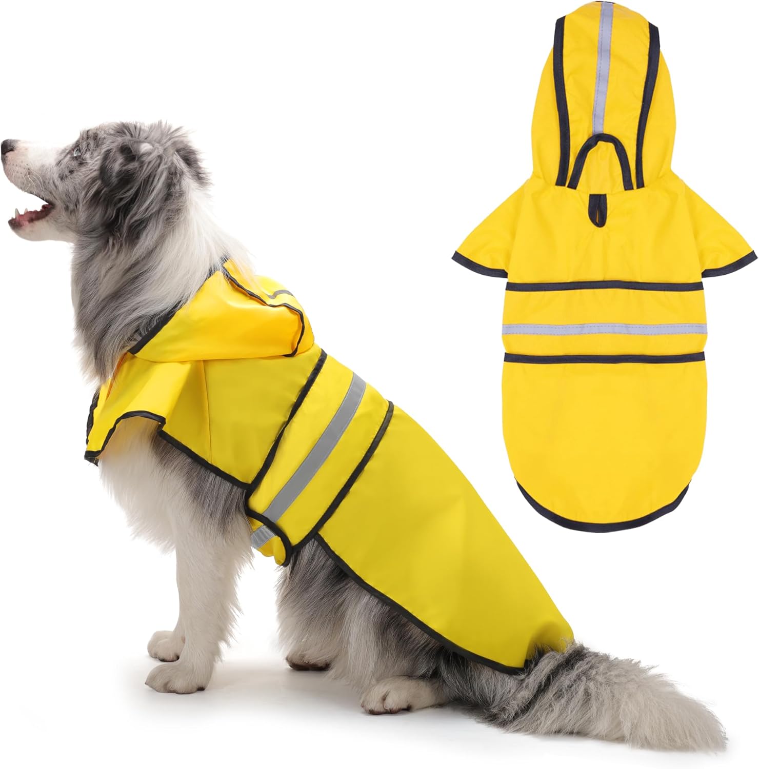 Dog Raincoat: Hooded Slicker Poncho, Durable Waterproof Jacket with Reflective Stripes for Safety, Convenient Leash Hole, and Adjustable Fit, Perfect for Small, Medium, and Large Dogs Yellow L - Image 2