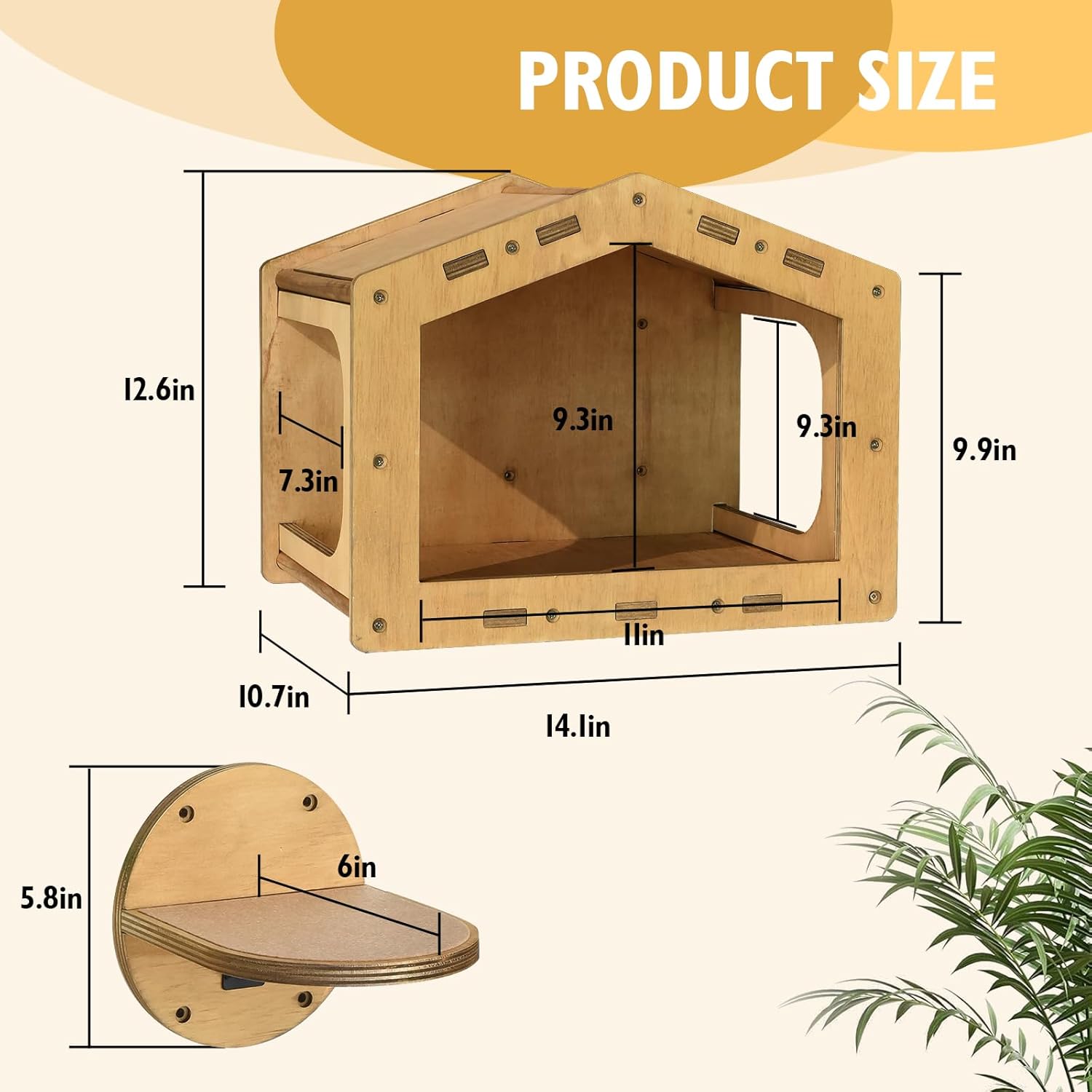 Cat Wall Shelves, Cat Shelves and Perches for Wall, Cat House Fit Cat Up to 25Lbs, 1 Cat Condo House and 3 Large Cat Steps with Scratching Pad, Cat Climbing Shelf for Indoor, Cat Wall Furniture - Image 2