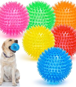 3.5” Squeaky Dog Toy Balls (6 Colors) Puppy Chew Toys for Teething, BPA Free Non-Toxic,  Dog Balls for Medium, Large & Small Dogs, Durable Toys for Aggressive Chewers